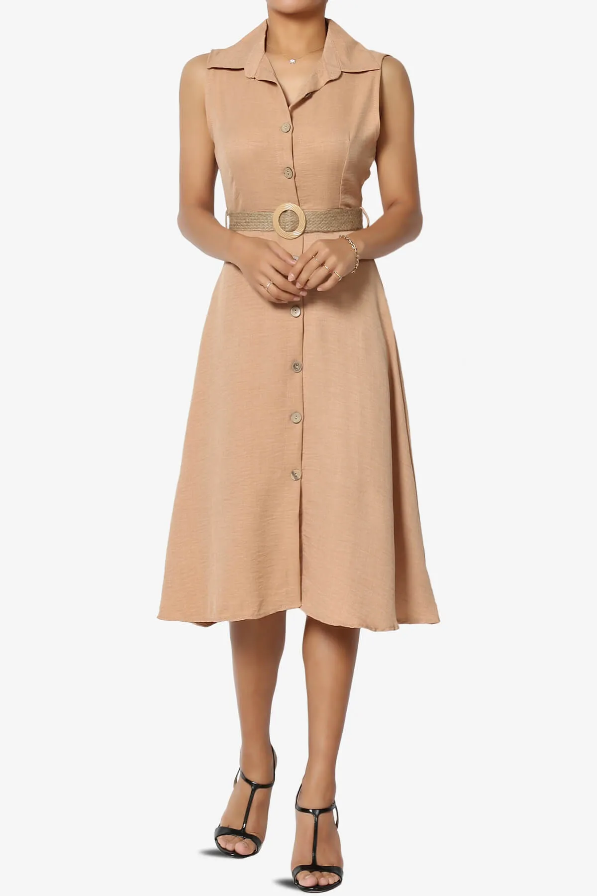 Killa Sleeveless Button Down Shirt Dress