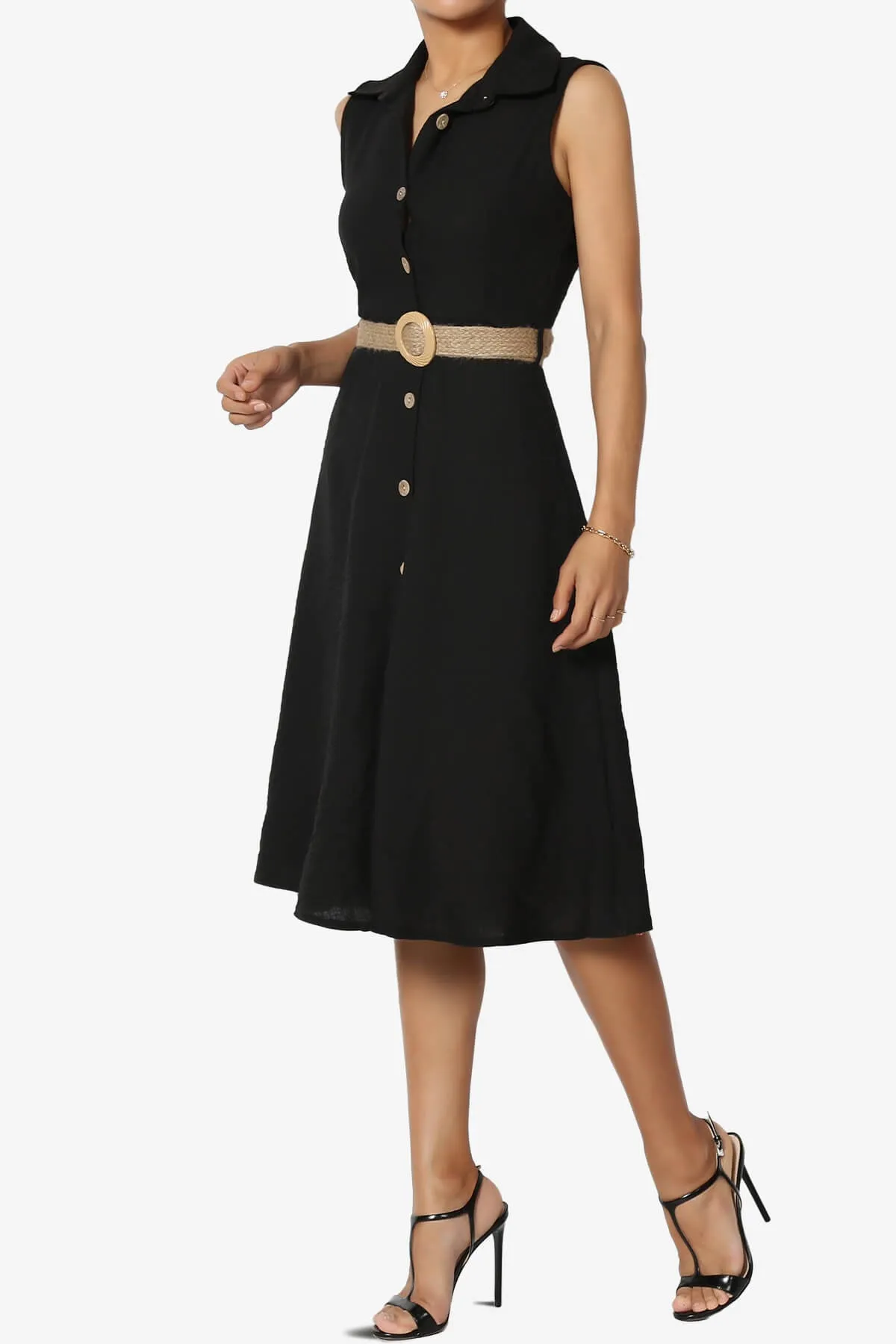 Killa Sleeveless Button Down Shirt Dress