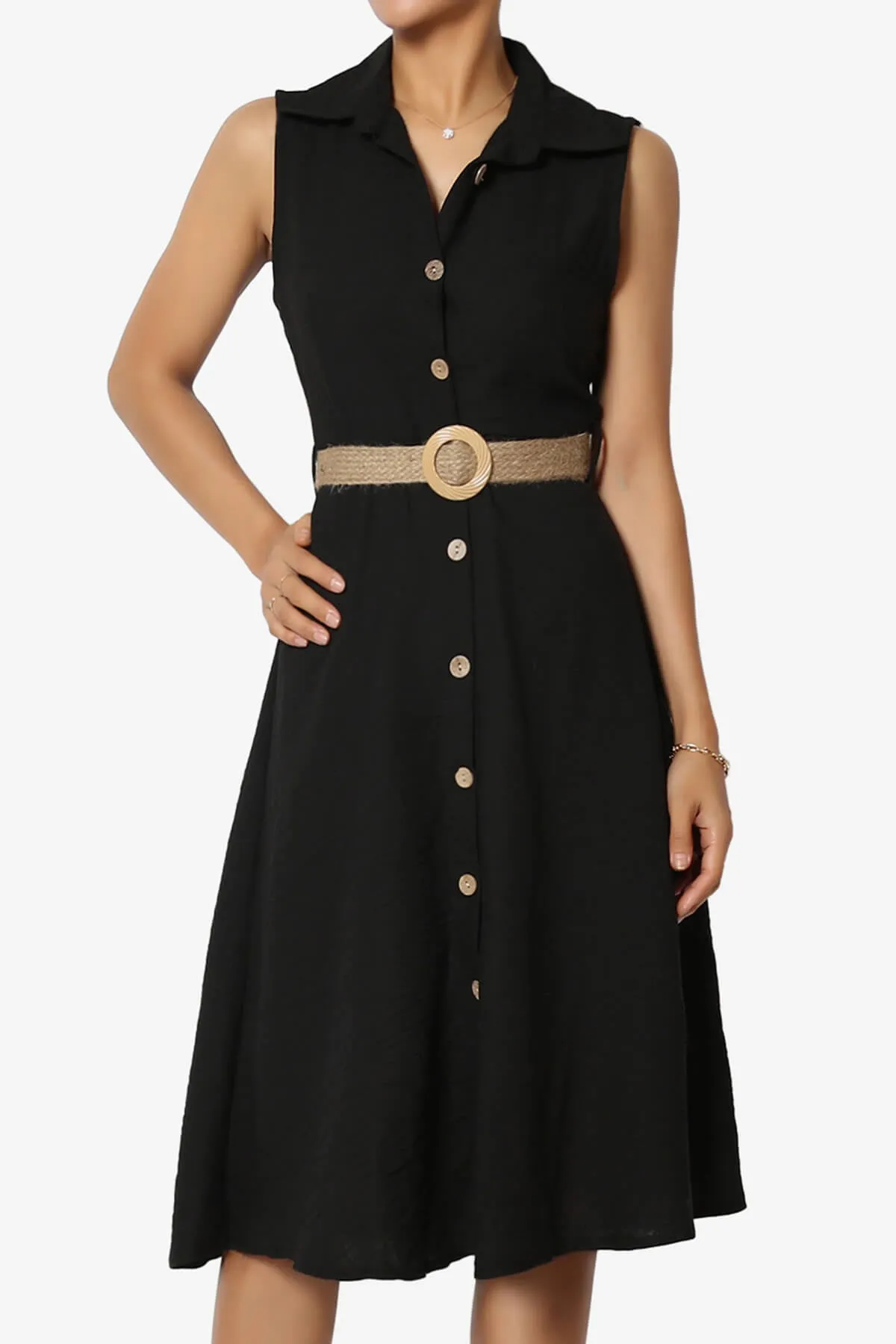 Killa Sleeveless Button Down Shirt Dress