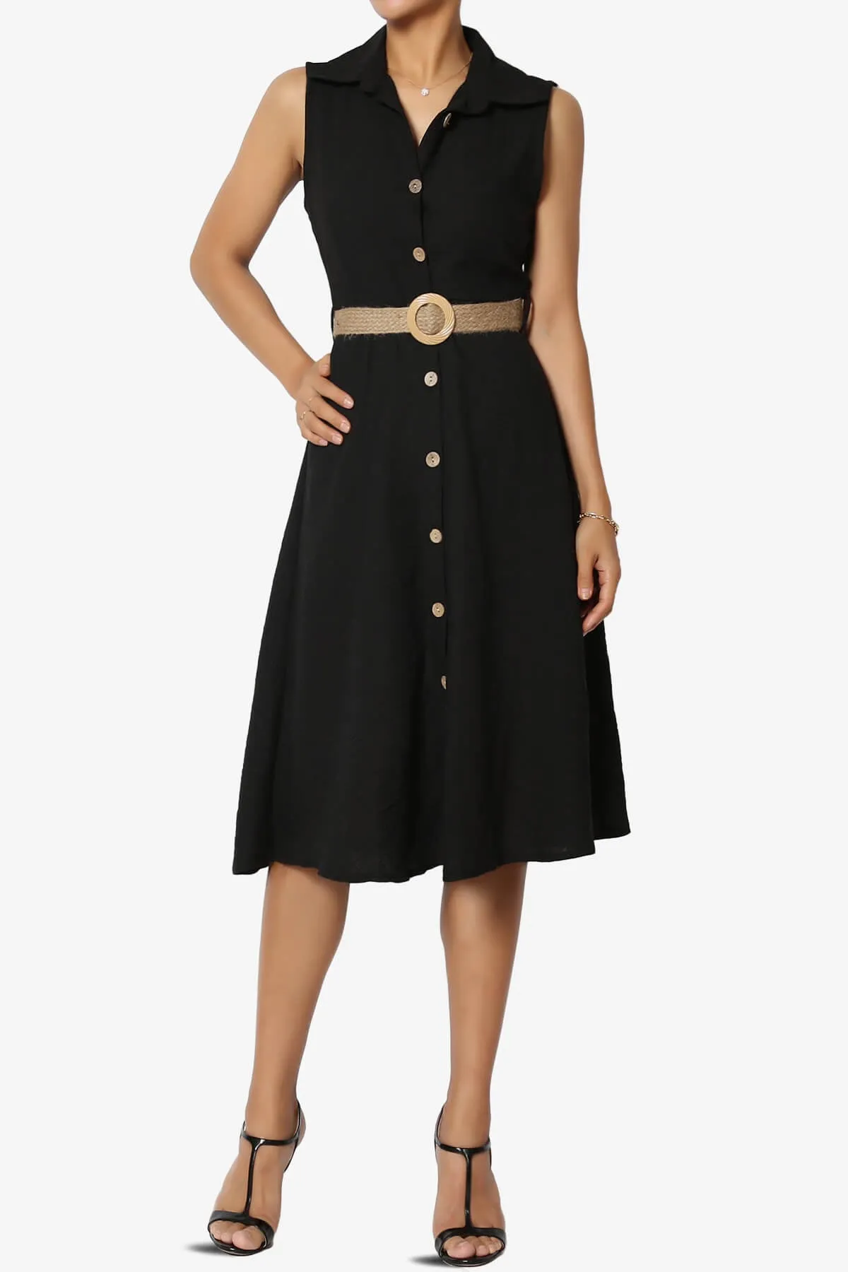 Killa Sleeveless Button Down Shirt Dress