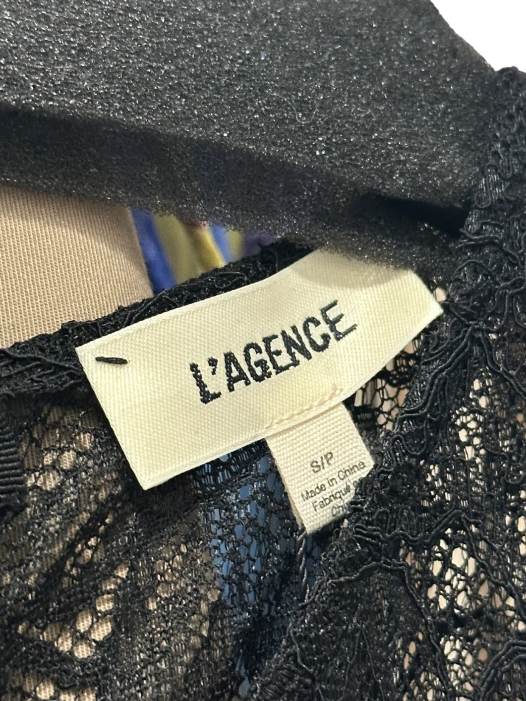 L'AGENCE Black Lace Long Sleeve Dress S