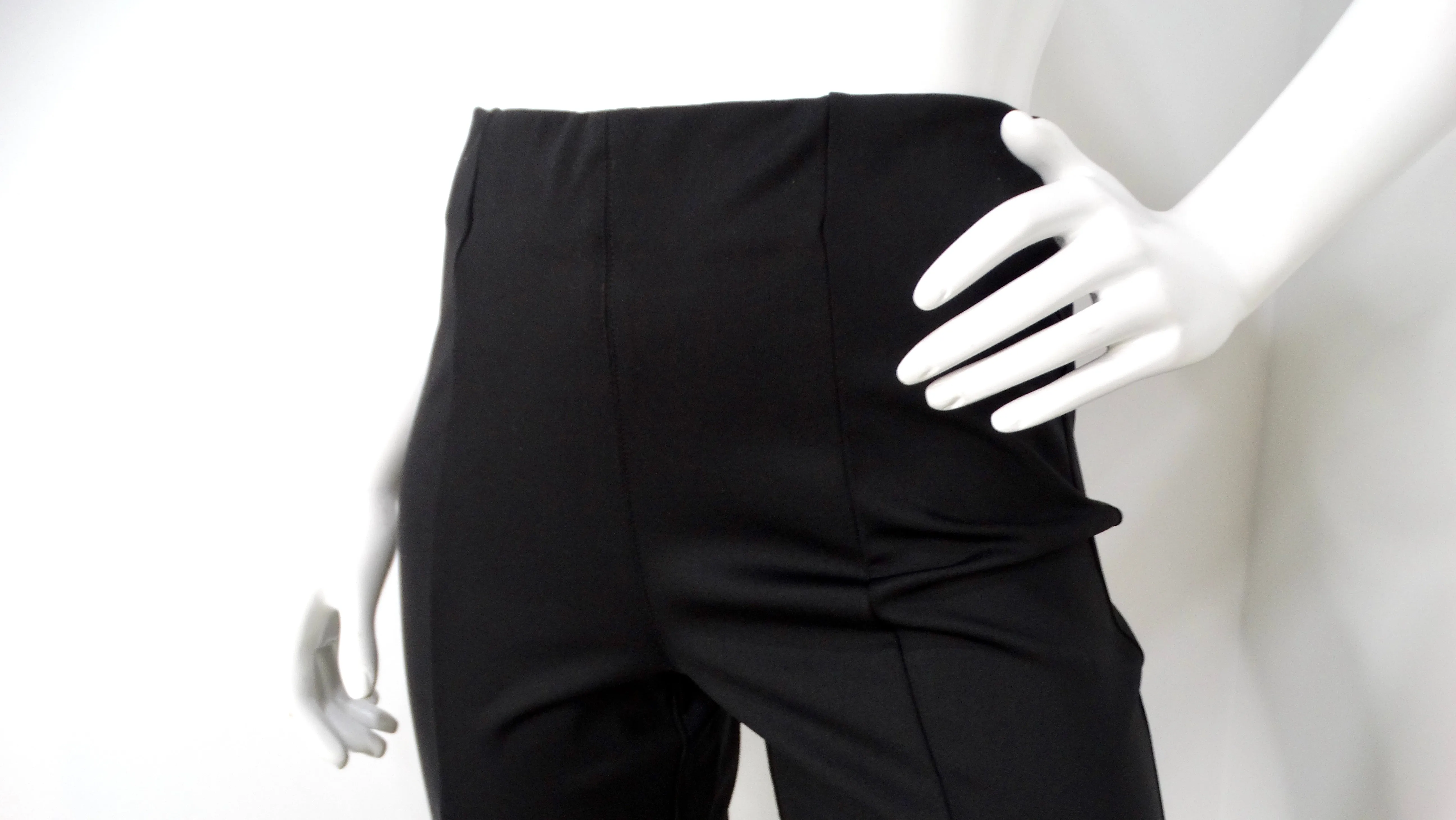 LAPOINTE Black Slim Leg Scuba Pants With Ostrich Feather Hem
