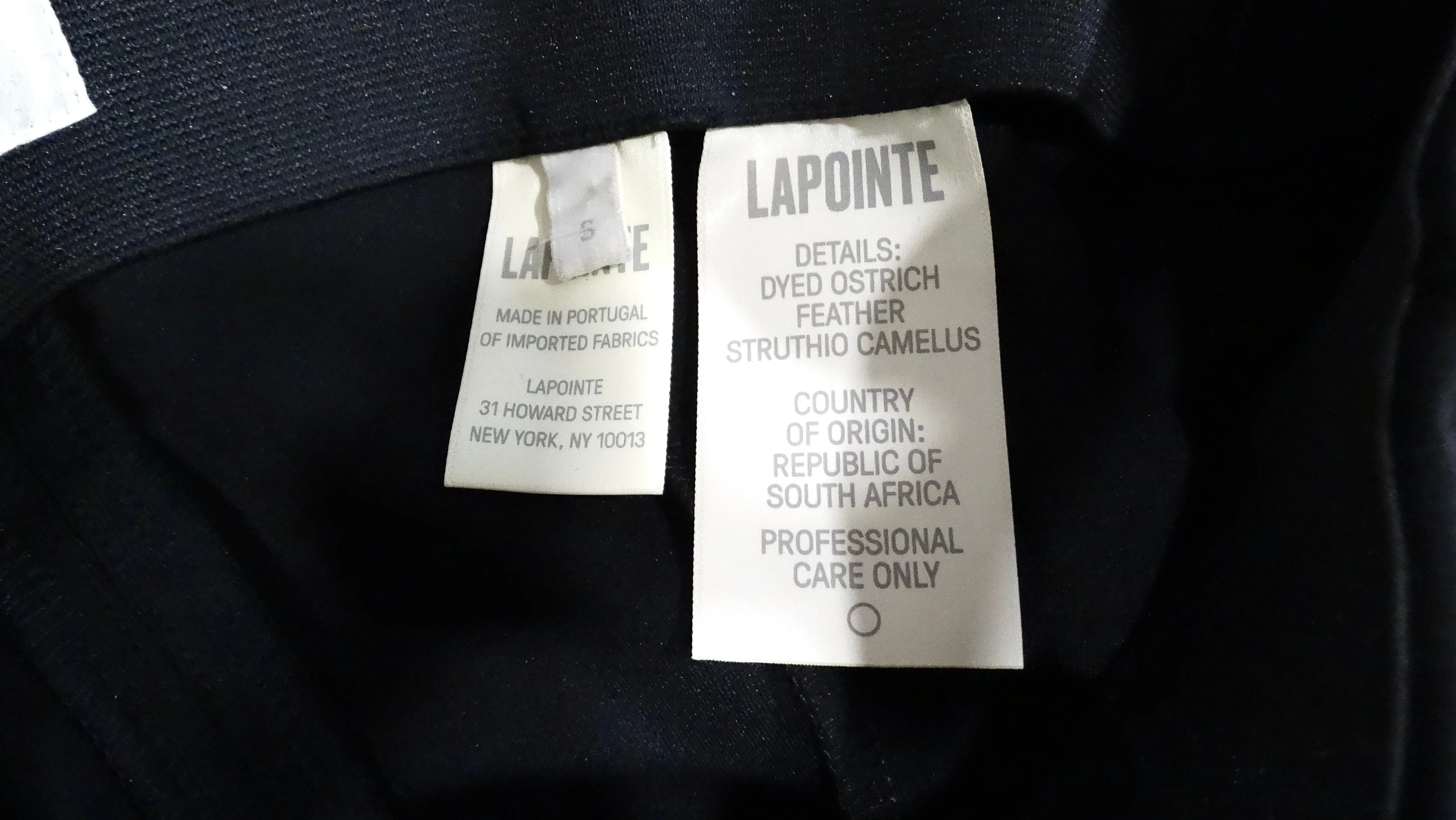 LAPOINTE Black Slim Leg Scuba Pants With Ostrich Feather Hem