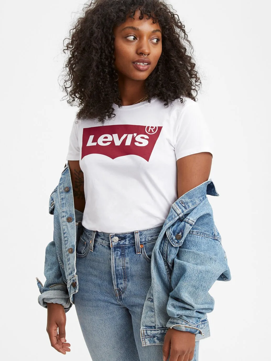 LEVI'S Women's Perfect T-Shirt Large Batwing White