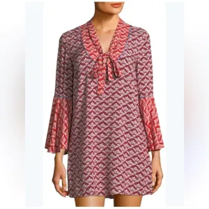 LIKELY Red &amp; White Boho Print Tunic Dress - Size 2