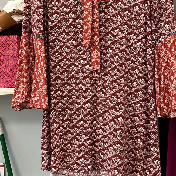 LIKELY Red &amp; White Boho Print Tunic Dress - Size 2