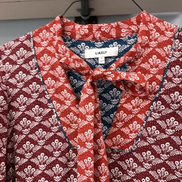 LIKELY Red &amp; White Boho Print Tunic Dress - Size 2