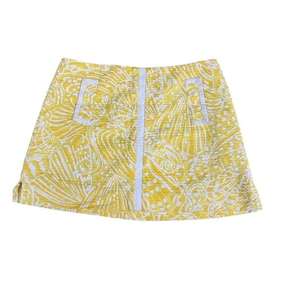 Lilly Pulitzer January White &amp; Yellow Sunglow Skort  Size 4
