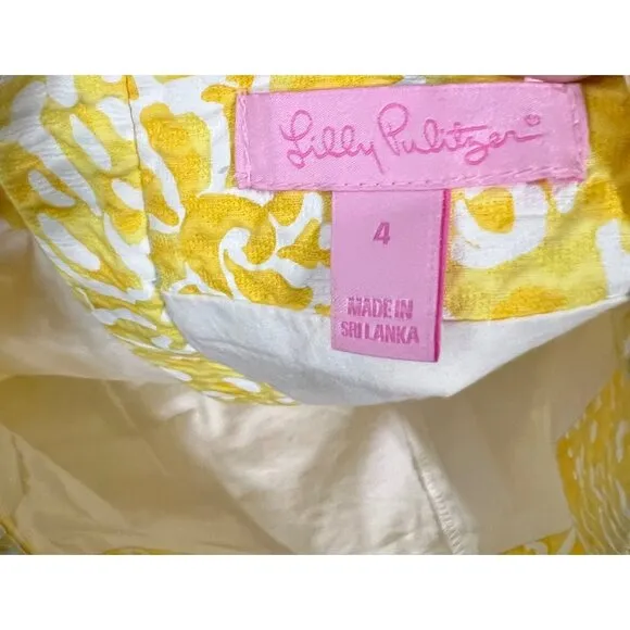 Lilly Pulitzer January White &amp; Yellow Sunglow Skort  Size 4