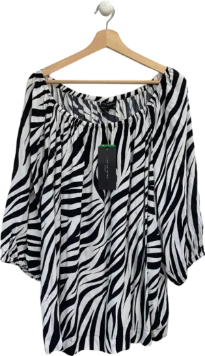 Live Unlimited Black and White Zebra Print Bardot Top UK 22