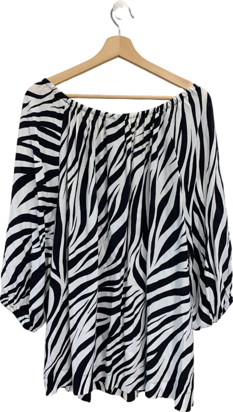Live Unlimited Black and White Zebra Print Bardot Top UK 22