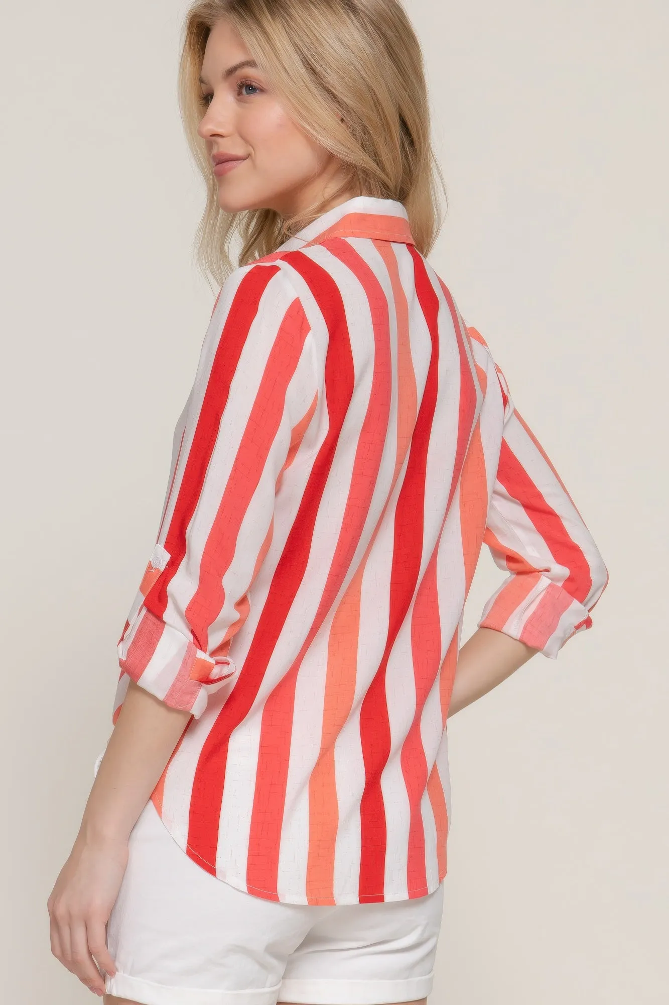 Long Slv Wide Stripe Woven Shirt