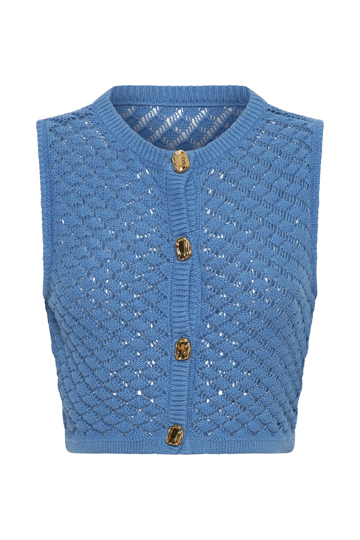 Lorenza Crochet Button Down Crop Top - Periwinkle