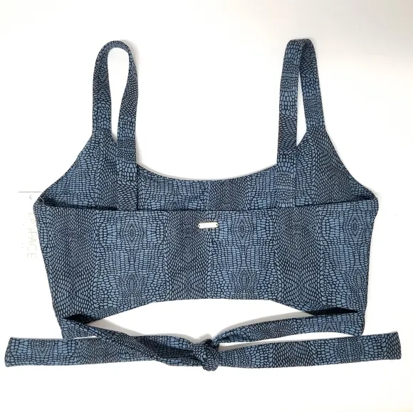 L*Space Active Lets Croc About It Beau Dark Teal Athletic Sports Bra Sz L NWT