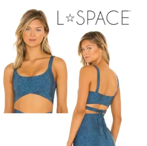 L*Space Active Lets Croc About It Beau Dark Teal Athletic Sports Bra Sz L NWT
