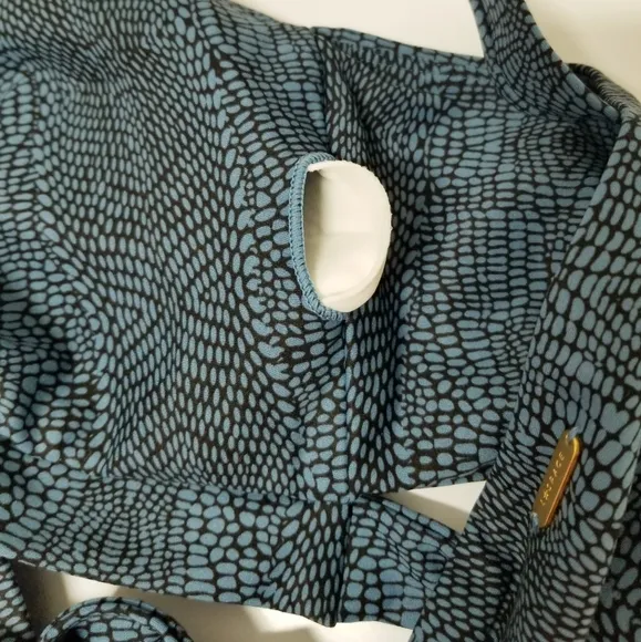 L*Space Active Lets Croc About It Beau Dark Teal Athletic Sports Bra Sz L NWT