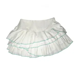 Lucky in Love White Scalloped Ruffled Tennis Skort with Green Trim, S, NWT