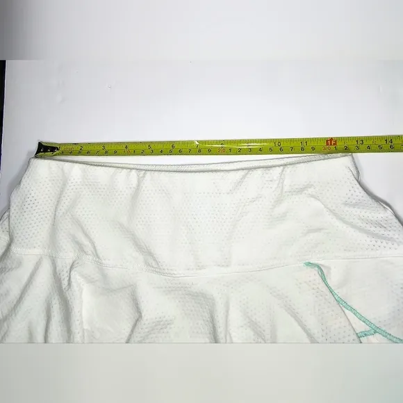 Lucky in Love White Scalloped Ruffled Tennis Skort with Green Trim, S, NWT