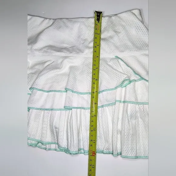 Lucky in Love White Scalloped Ruffled Tennis Skort with Green Trim, S, NWT