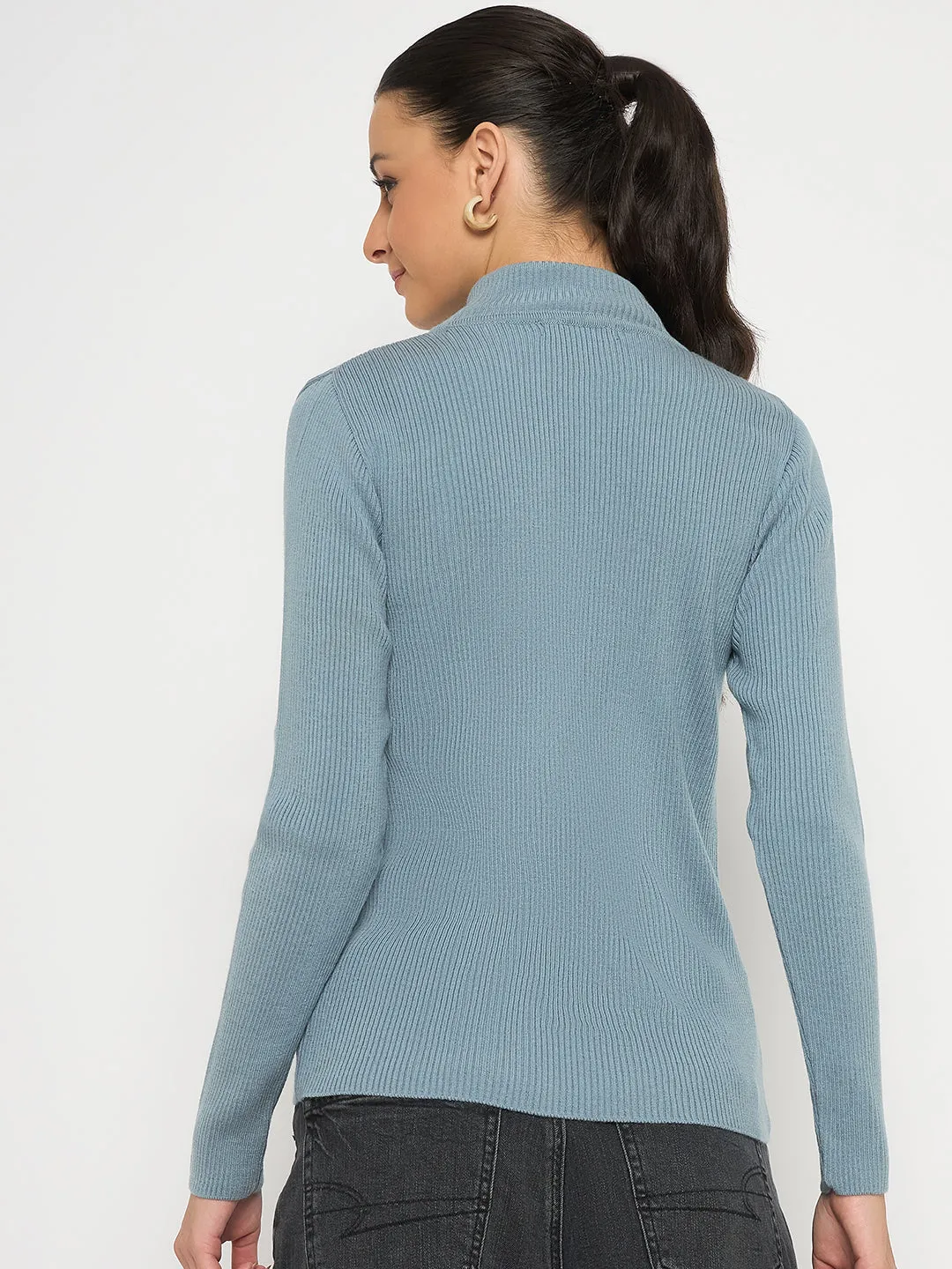 Madame Mock Neck Sky Blue Skeeve