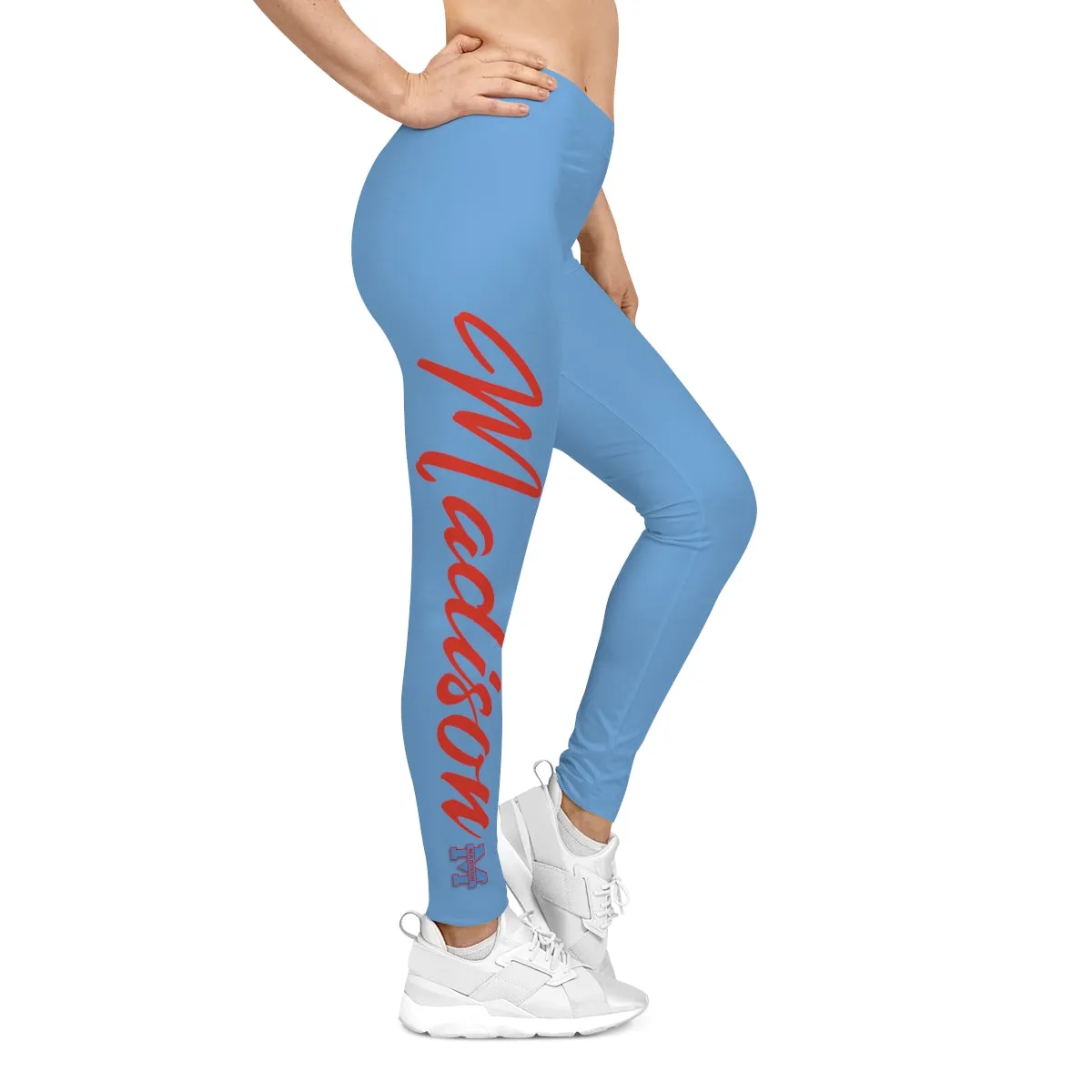 Madison (Blue/Red Lettering) Leggings