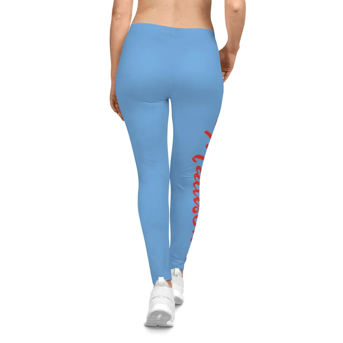 Madison (Blue/Red Lettering) Leggings