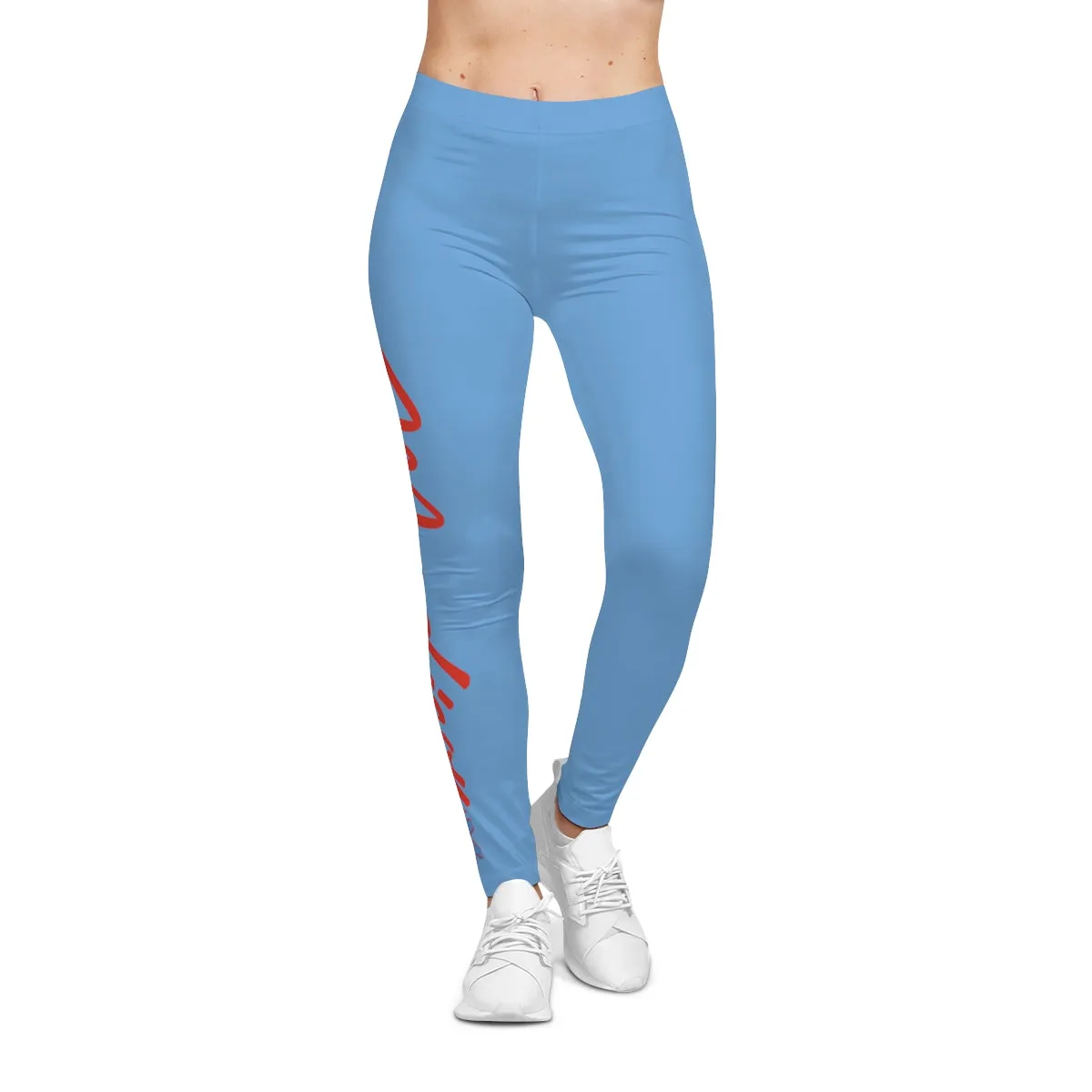 Madison (Blue/Red Lettering) Leggings