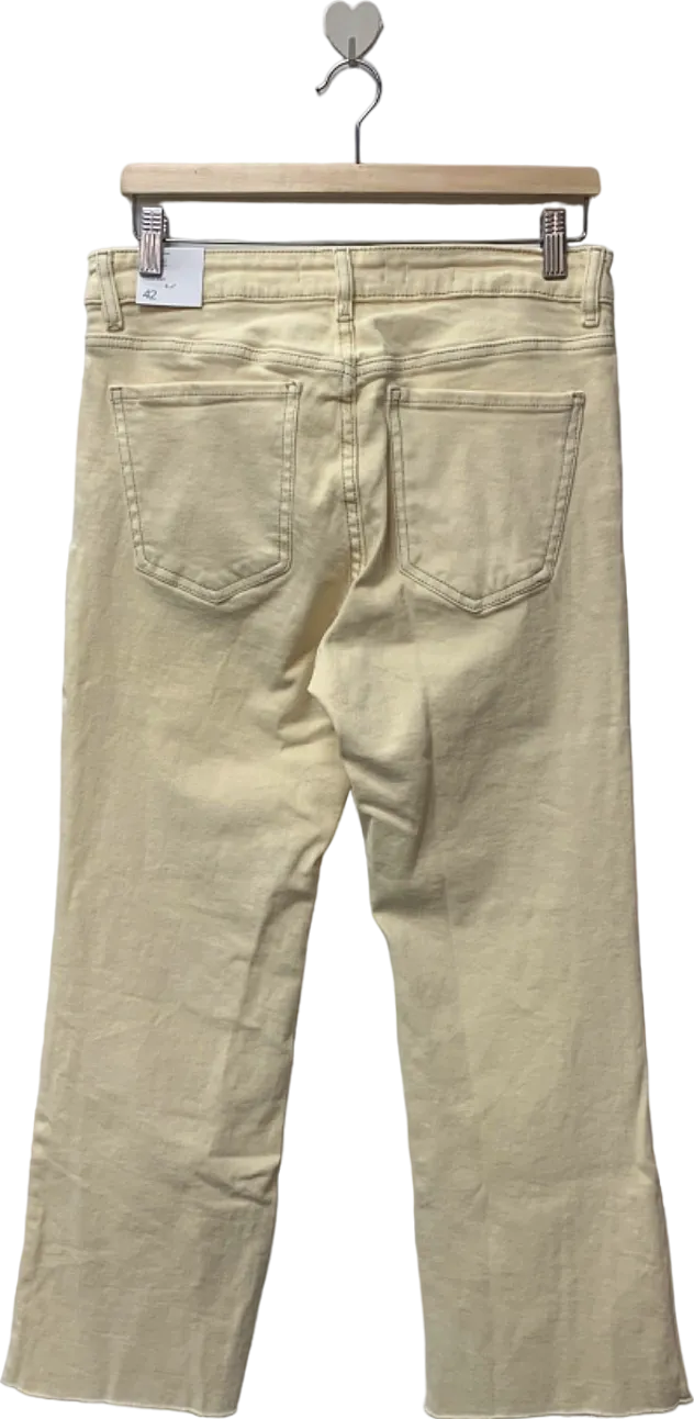 MANGO Cream Flare High-Waist Regular-Fit Cropped Jeans EU 42 UK 14