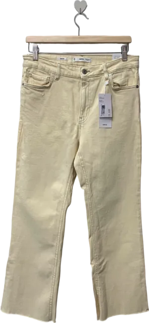 MANGO Cream Flare High-Waist Regular-Fit Cropped Jeans EU 42 UK 14