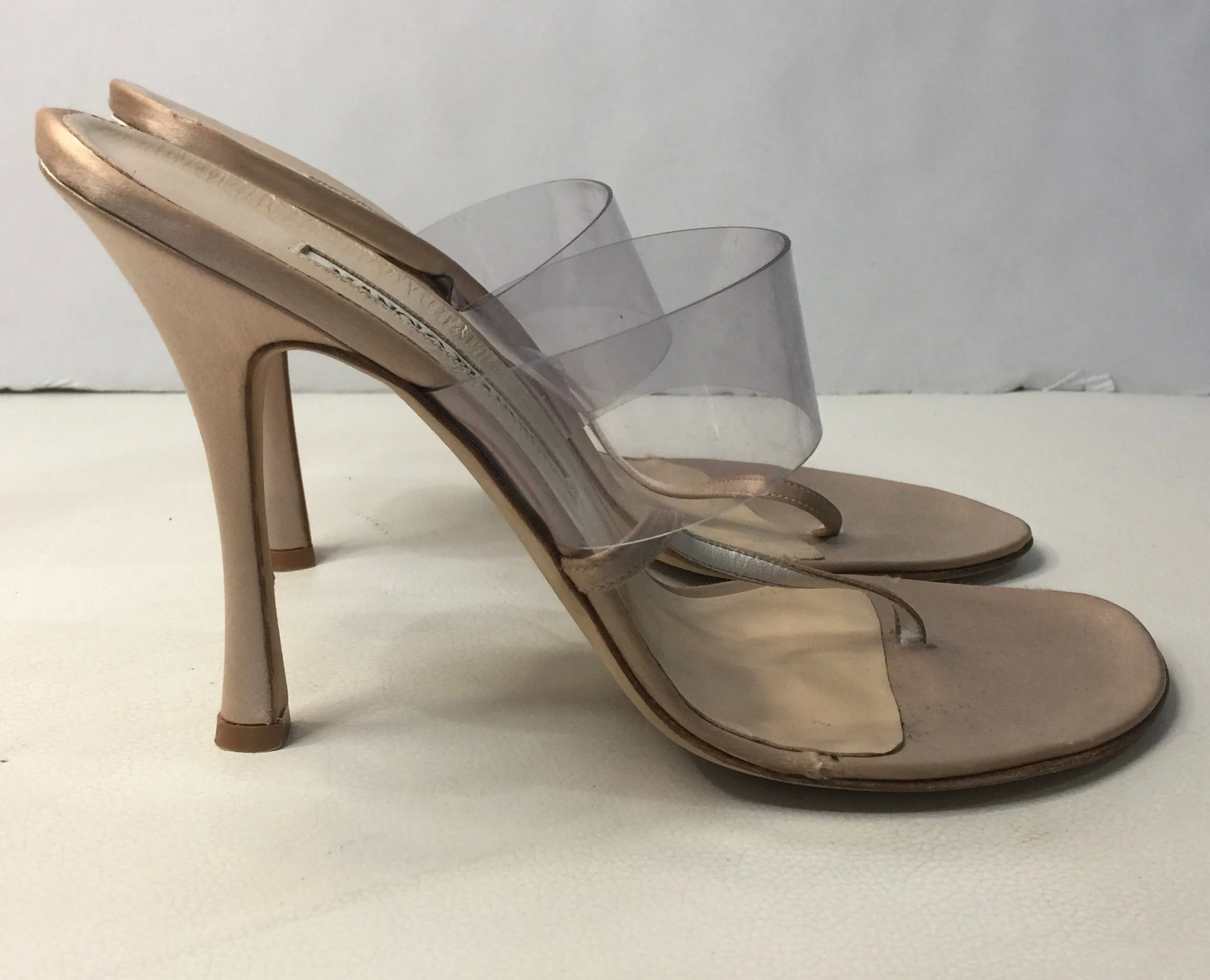 MANOLO BLAHNIK Clear PVC Strap Mule Size 40.5