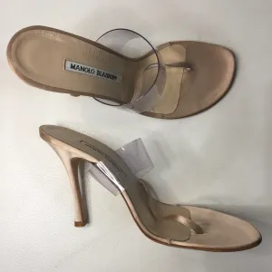 MANOLO BLAHNIK Clear PVC Strap Mule Size 40.5