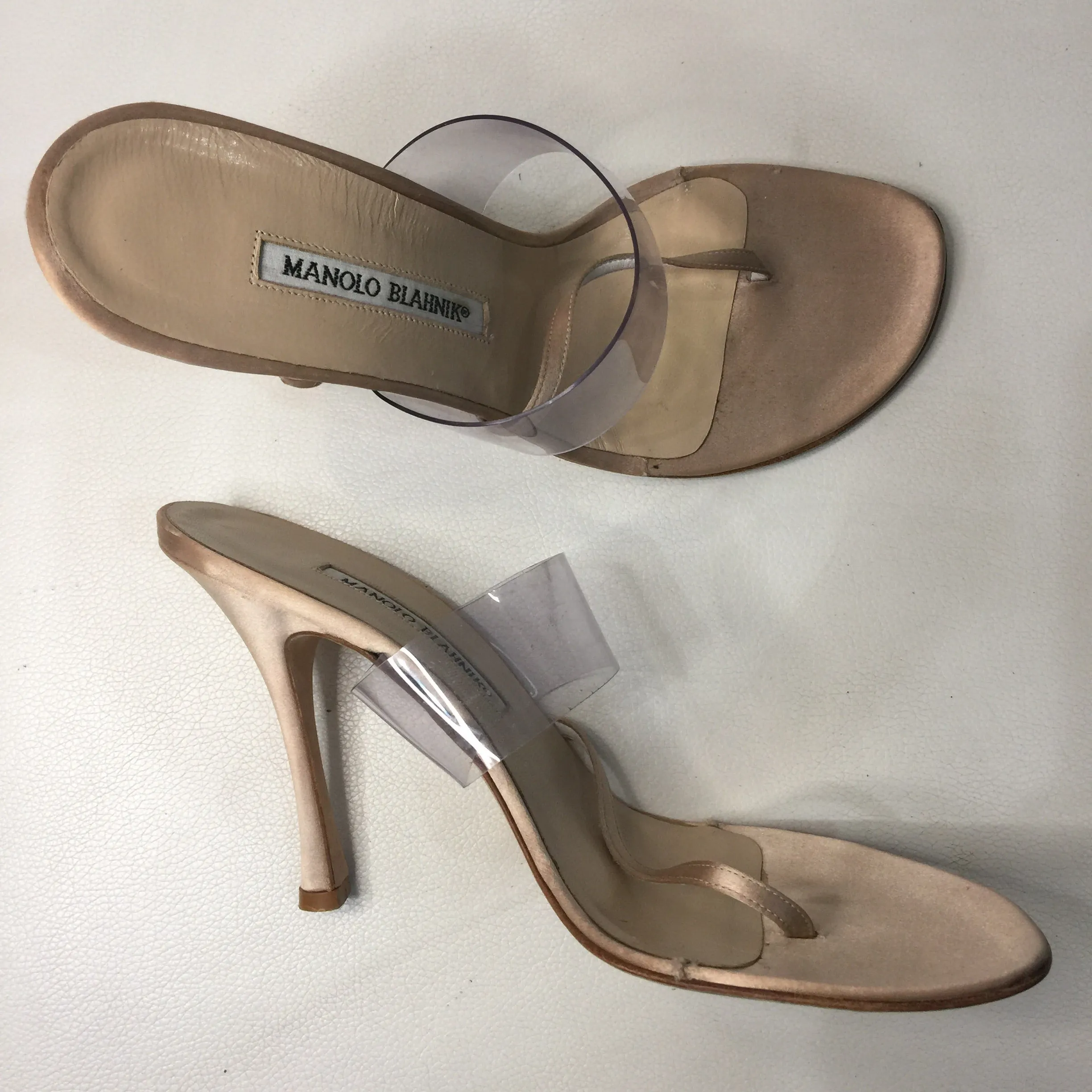 MANOLO BLAHNIK Clear PVC Strap Mule Size 40.5