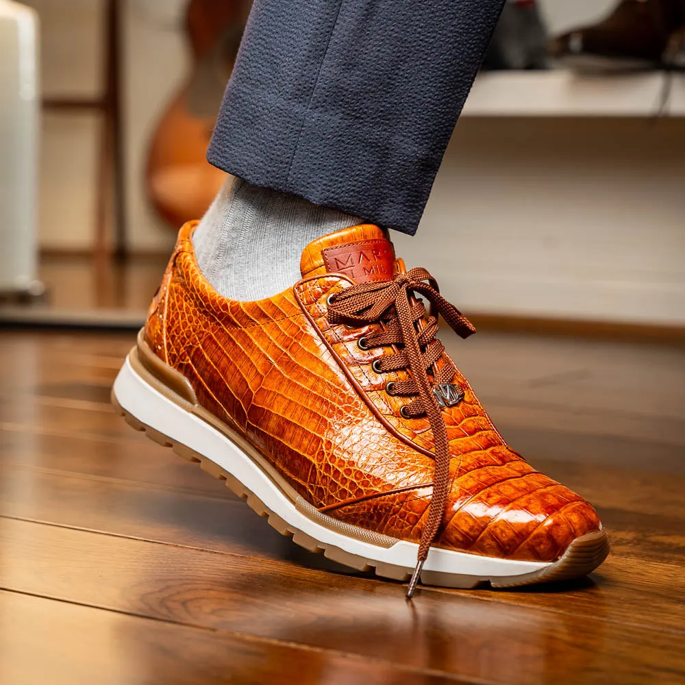 Marco Di Milano Alonzo in Cognac Crocodile Sneakers