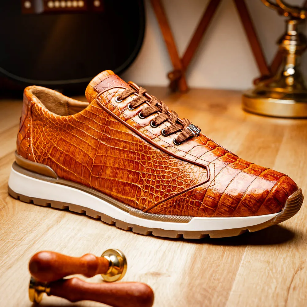 Marco Di Milano Alonzo in Cognac Crocodile Sneakers