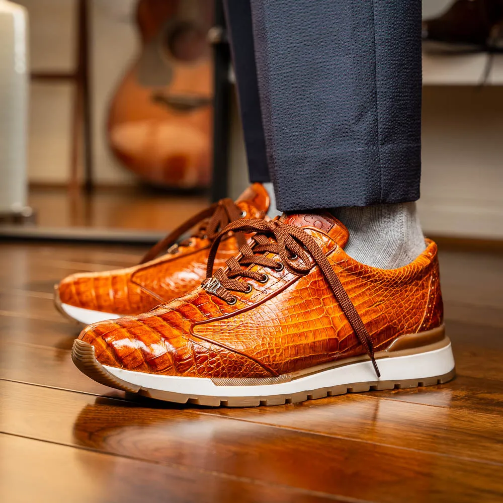Marco Di Milano Alonzo in Cognac Crocodile Sneakers