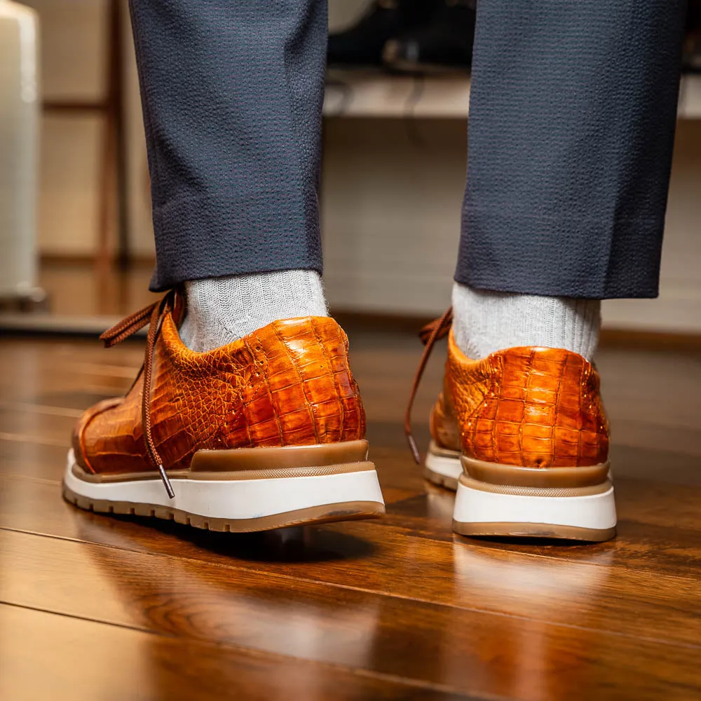 Marco Di Milano Alonzo in Cognac Crocodile Sneakers