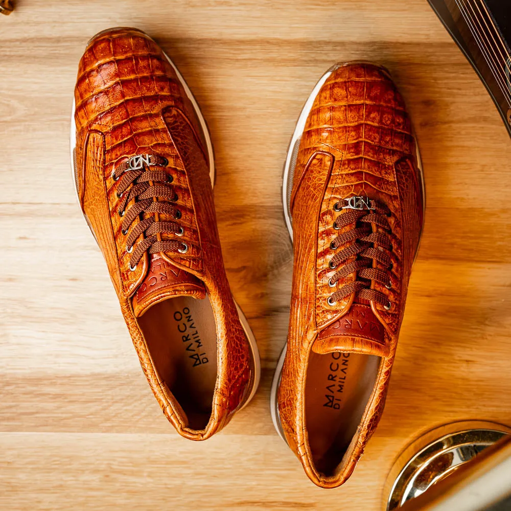 Marco Di Milano Alonzo in Cognac Crocodile Sneakers