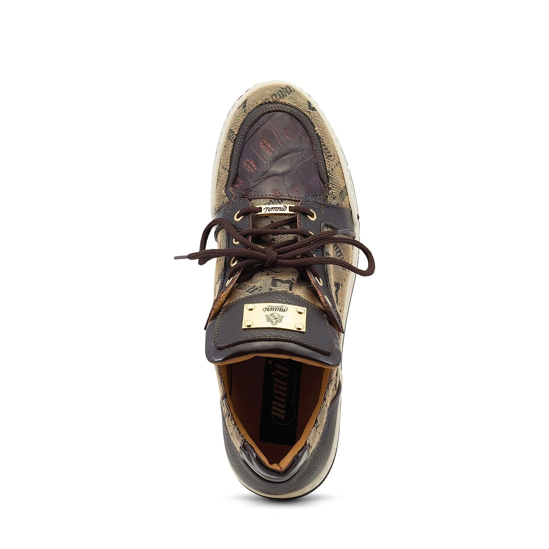 Mauri Supreme in Sport Rust / Taupe Mens Exotic Crocodile / Fabric / Calf-Skin Leather Casual Sneakers