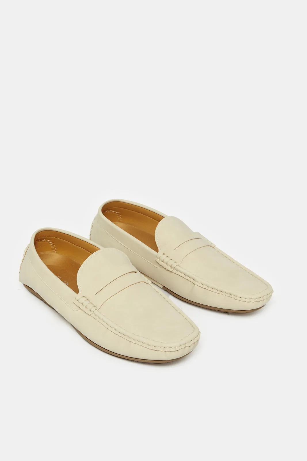 Men Cream Textured Loafer