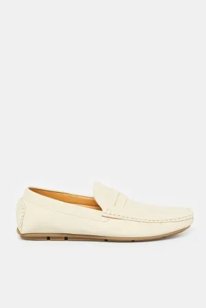Men Cream Textured Loafer