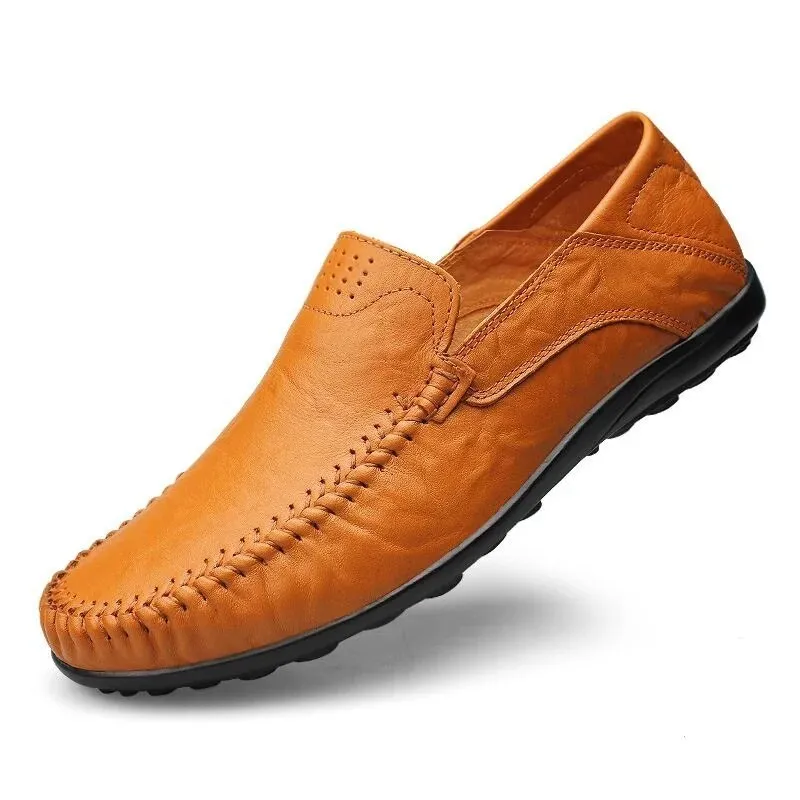 Men’s Breathable Vegan Leather Loafers with Stitch Style | Perfect for All Seasons