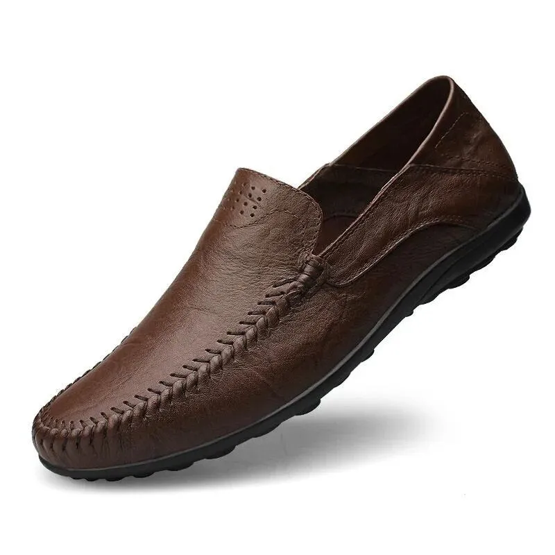 Men’s Breathable Vegan Leather Loafers with Stitch Style | Perfect for All Seasons
