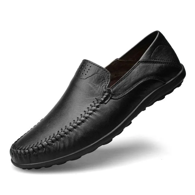 Men’s Breathable Vegan Leather Loafers with Stitch Style | Perfect for All Seasons