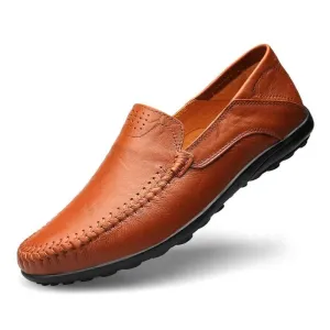 Men’s Breathable Vegan Leather Loafers with Stitch Style | Perfect for All Seasons