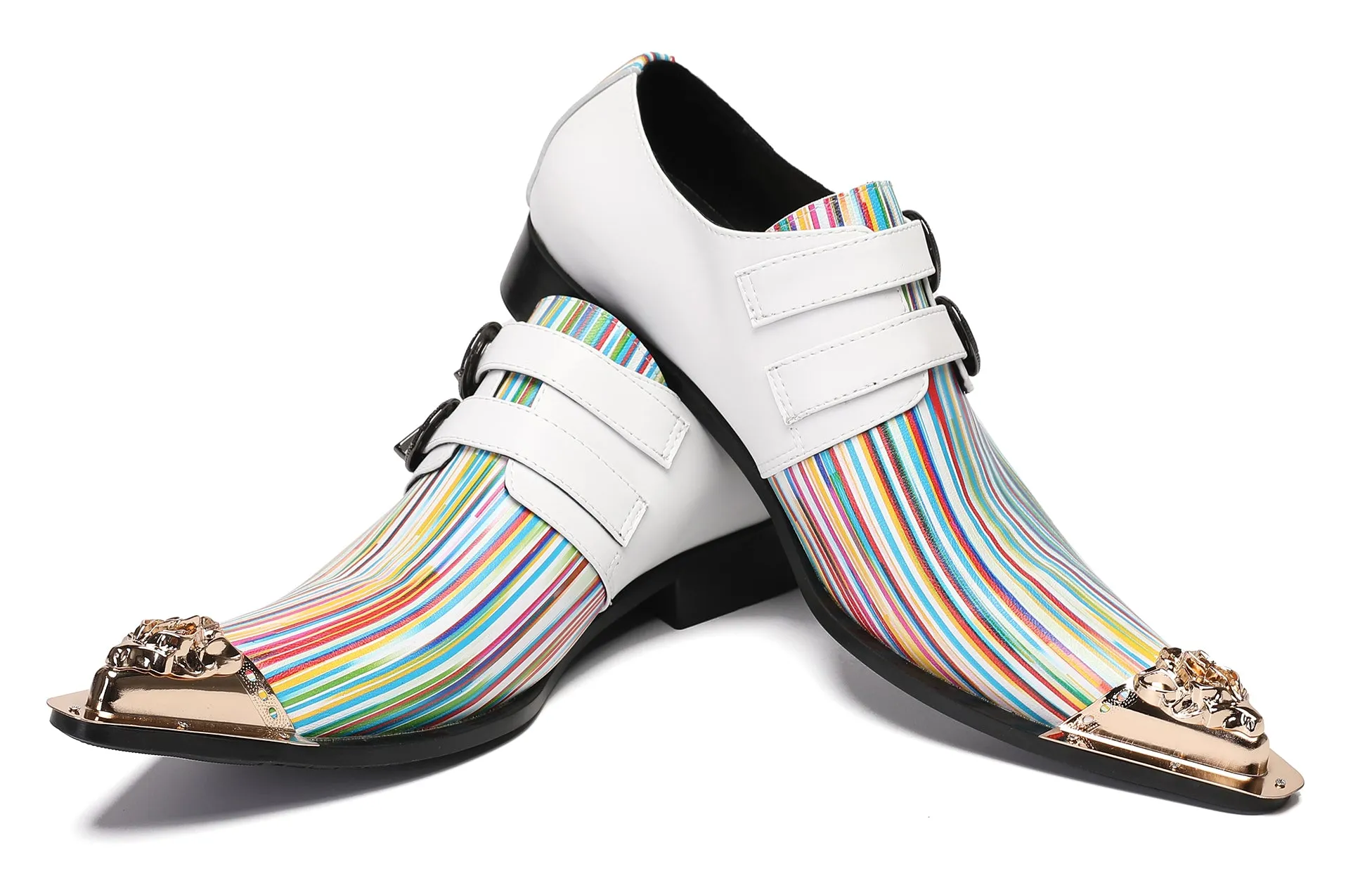 Mens Casual Dress Double Buckle Western Loafers