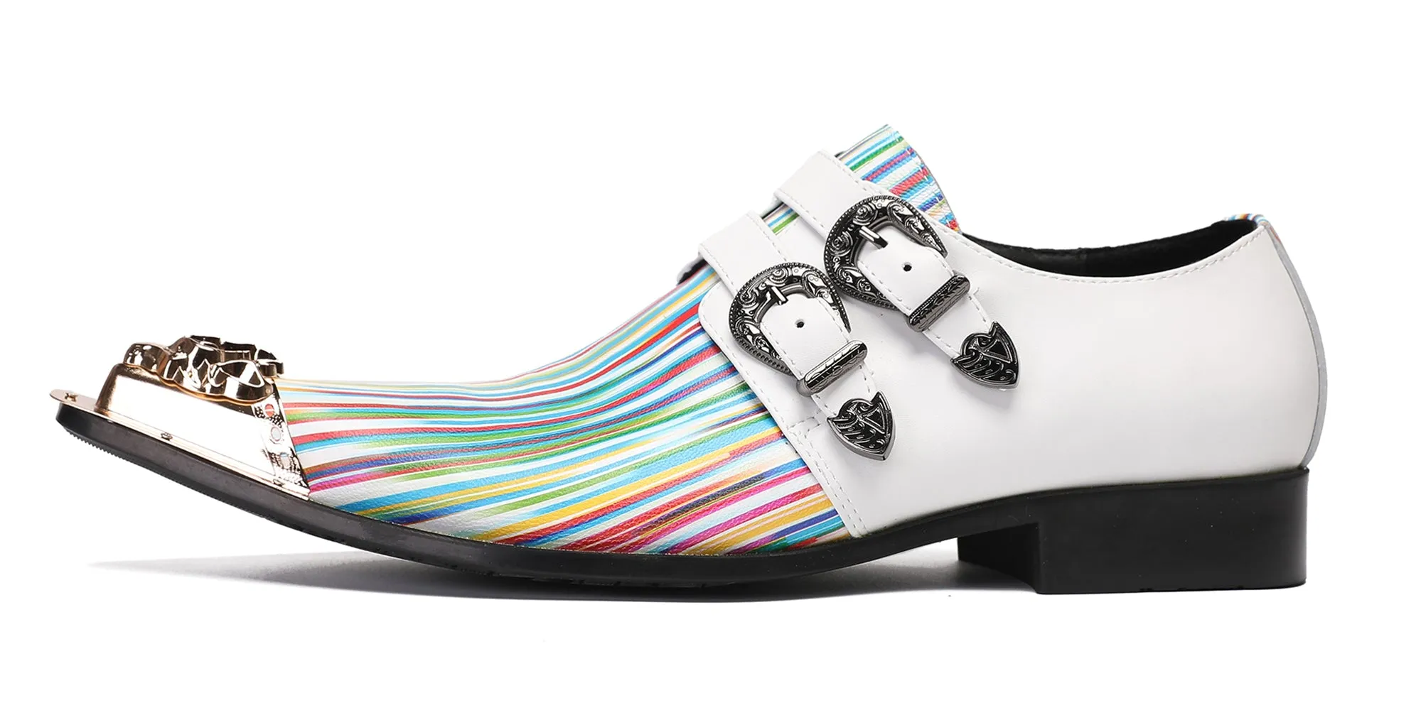 Mens Casual Dress Double Buckle Western Loafers