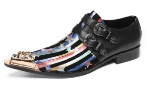 Mens Casual Dress Double Buckle Western Loafers