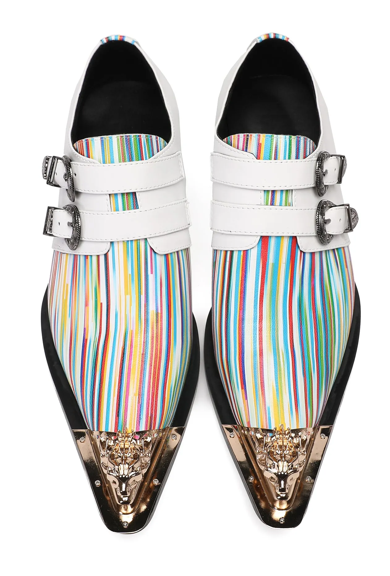 Mens Casual Dress Double Buckle Western Loafers