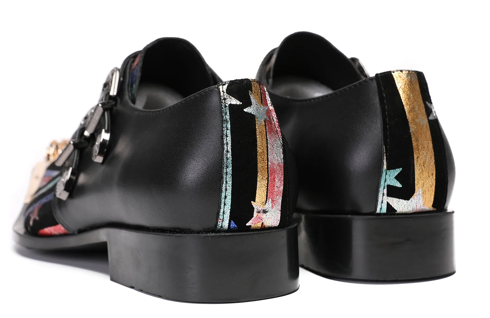 Mens Casual Dress Double Buckle Western Loafers