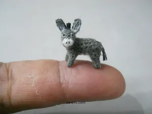 Miniature Donkey 0.6 Inch - Micro Crochet Animals - Made To Order